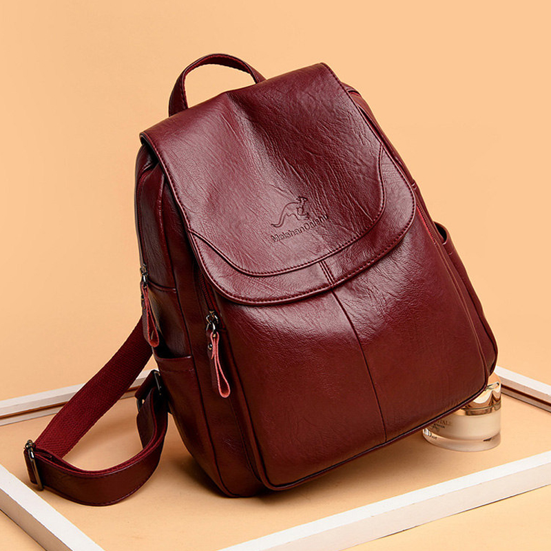 Leather Backpack Vintage - 9-цветные женские рюкзаки из мягкой кожи,