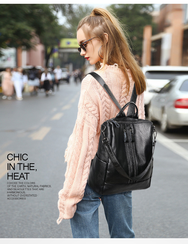 Mini Backpack Purse - Женский рюкзак из мягкой кожи, школьный