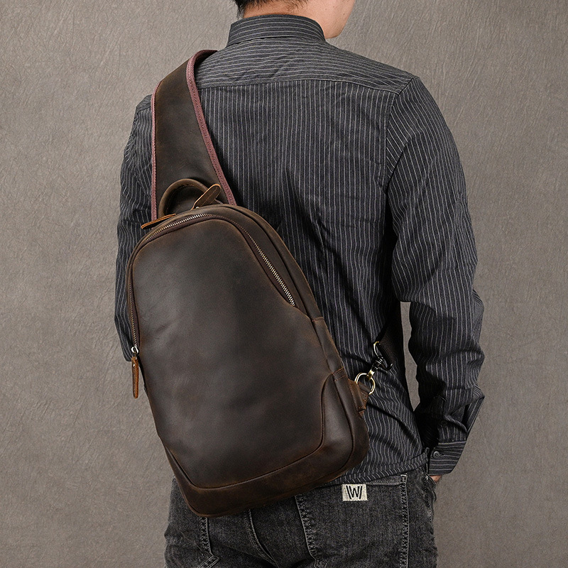 Leather Backpack Vintage - Нагрудная сумка из натуральной воловьей кожи