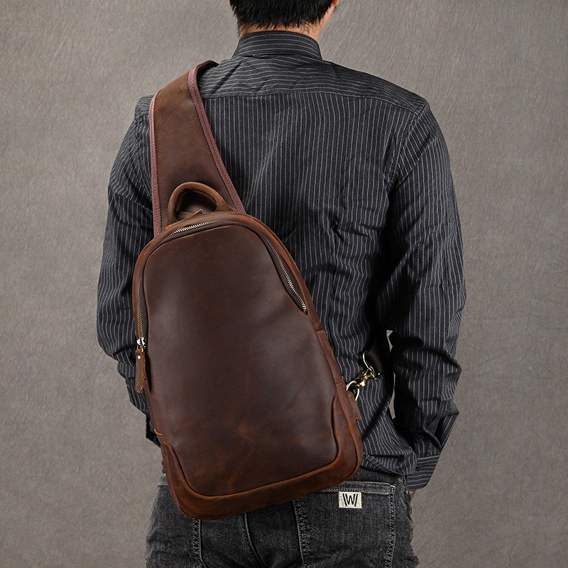 Нагрудная сумка из натуральной – обзор и цена Leather Backpack Vintage